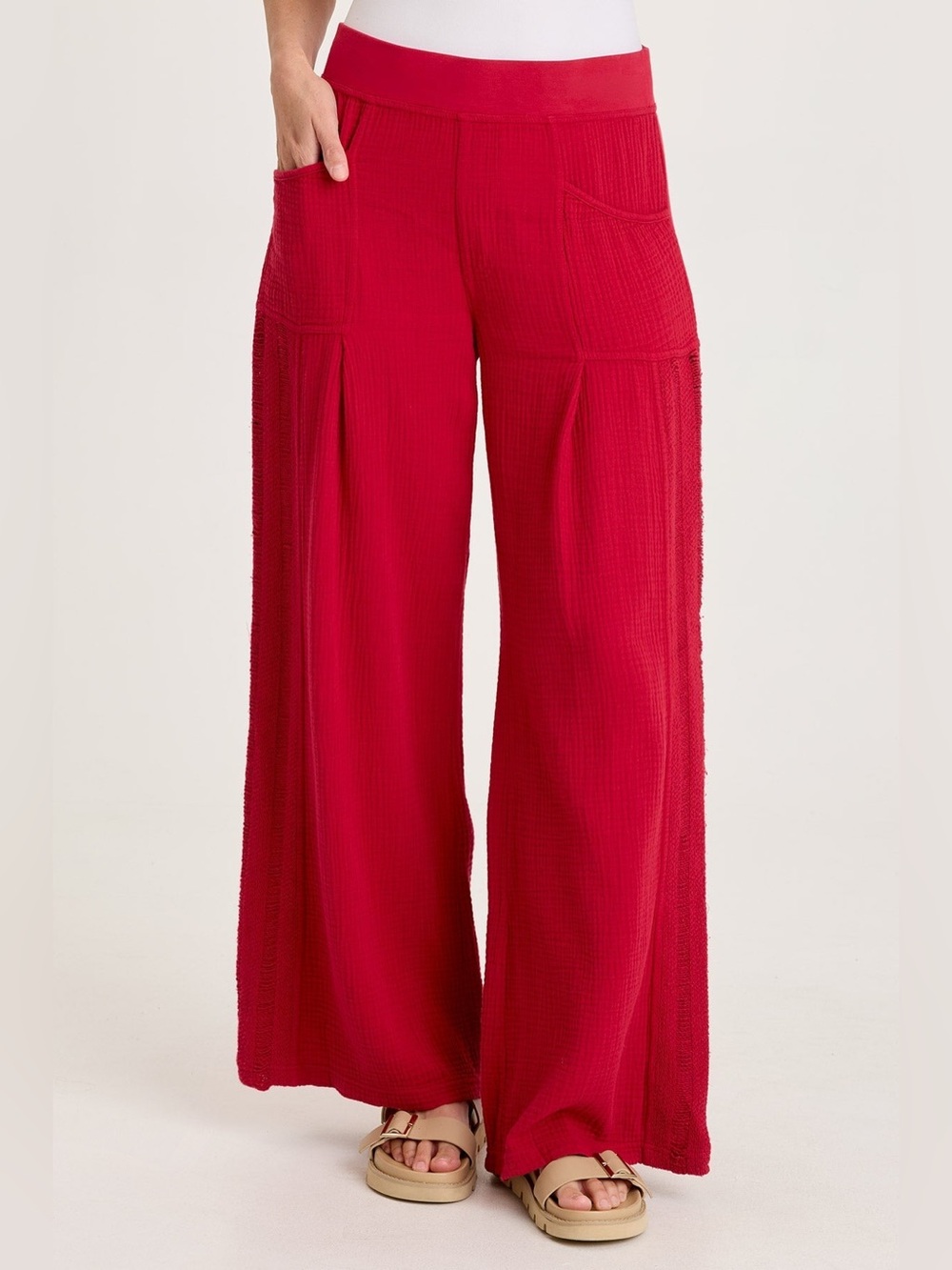 XCVI Elu Gauze Lace Trim Wide Leg Pants